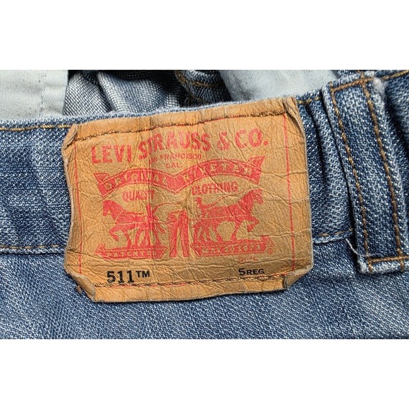 Levi's Kids Jeans Size 5 Regular Blue Denim Adjustable Waist Straight Leg - Picture 4 of 8